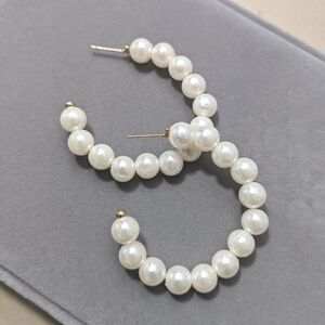 Sophisticated White Pearl Hoop Earrings